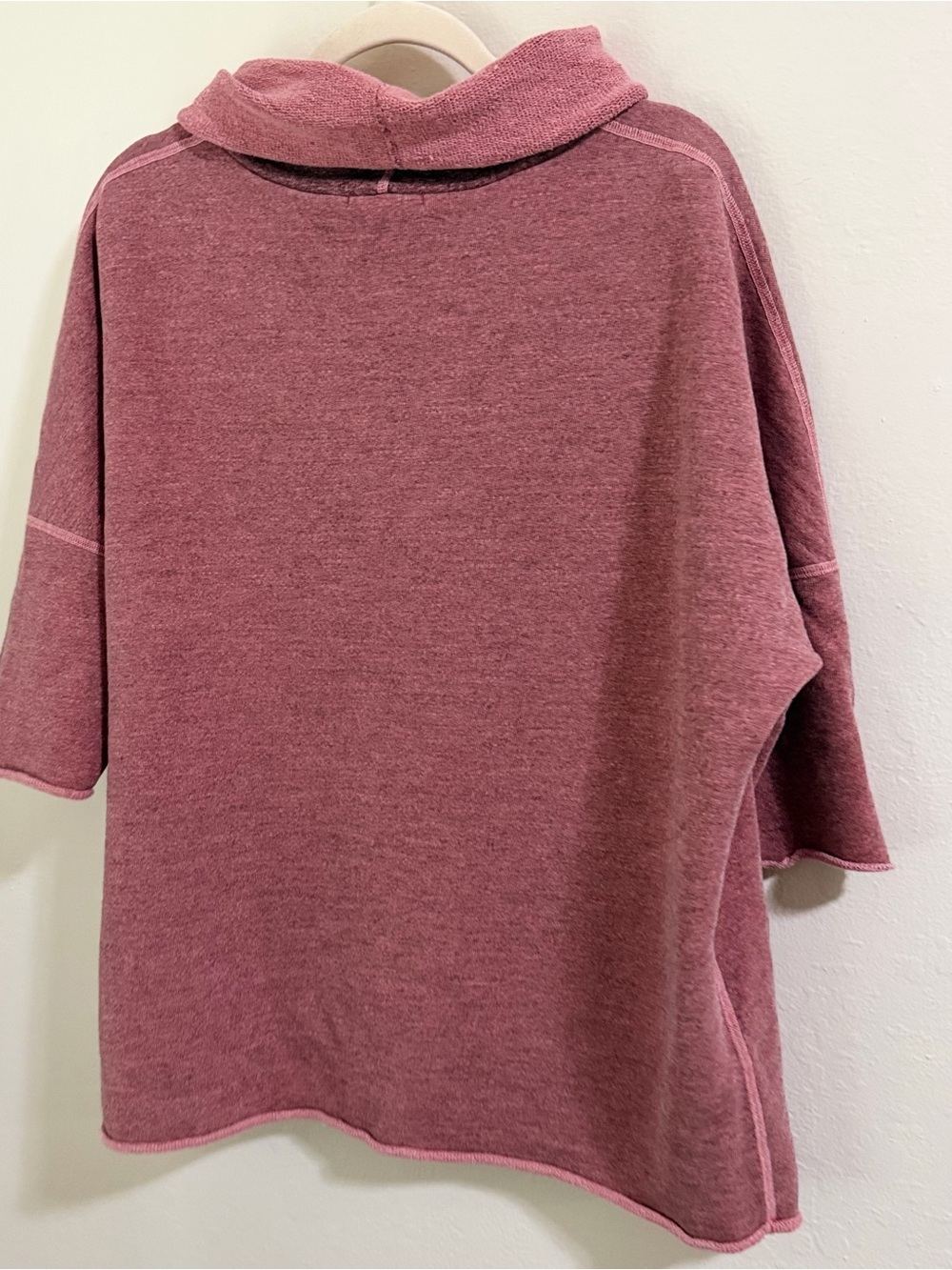 James Perse Standard Melange Funnel Neck Cropped Sweatshirt Mauve Pink size 2/ M - Picture 7 of 9